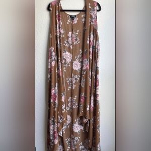 Torrid Open Front Long Crinkle Fabric Vest  Size 3/4XL